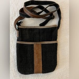 Bag Hemp HM-D-FPP GaneshHimal Crossbody Travel Purse Vegan Leather Trim Unisex